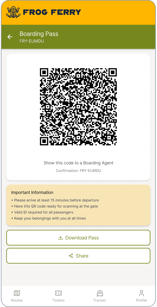 Boarding Pass Screen